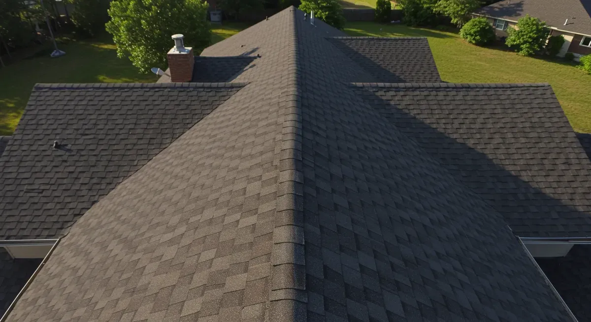 Shingle roof seen from above